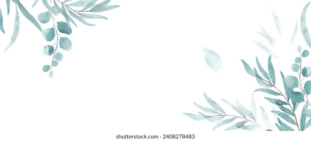 Green watercolor leaves background vector design in eps 10