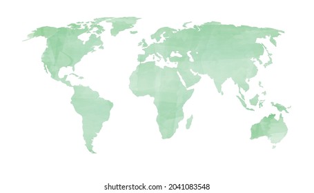 green watercolor painting vector world map