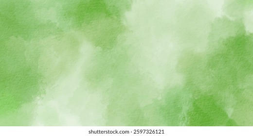 Green watercolor paper texture background for design with copy space for text or image. Abstract light green watercolor background. Green background vector illustration.