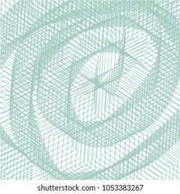 green watercolor scribble mesh pattern with spiral aligned lines on white background, vector illustration