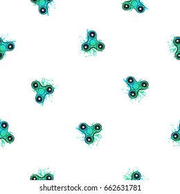 green watercolor spinner. Vector hand drawn fashion illustration on white background in watercolor style