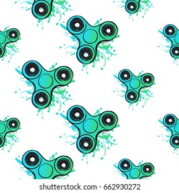 green watercolor spinner. Vector hand drawn fashion illustration on white background in watercolor style