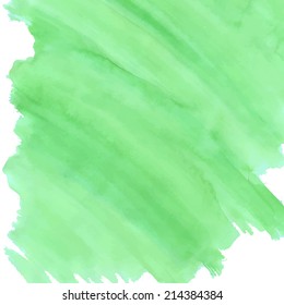 Green watercolor splash background. Creative design made in a vector.