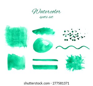 Green watercolor spots for text and design