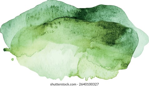 Green Watercolor Stain – Organic Ink Splash with Natural Texture and Soft Edges

