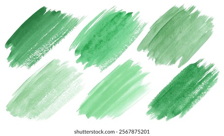 Green watercolor strokes, abstract art, textured brush marks, artistic background, nature-inspired design, versatile for projects.