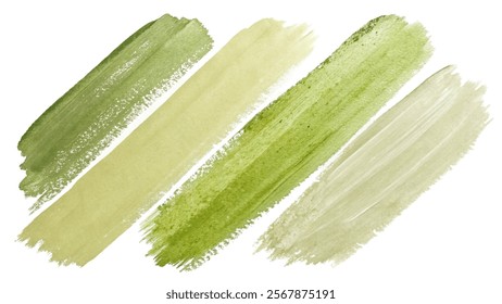 Green watercolor strokes, artistic paint textures, abstract design elements, nature-inspired color palette.
