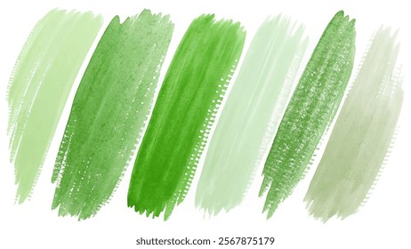 Green watercolor strokes, textured brush marks, artistic background, nature-inspired design, vibrant color palette.