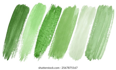 Green watercolor strokes, vibrant green shades, artistic brush strokes, abstract design elements, nature-inspired color palette.