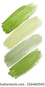 Green watercolor swatches, soft brush strokes, artistic texture, nature-inspired palette, design background, vibrant hues.