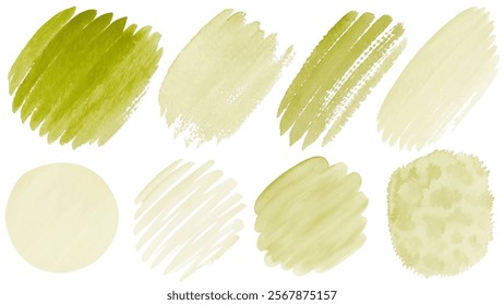 Green watercolor swatches, soft brush strokes, artistic texture, abstract design, nature-inspired palette, versatile background.