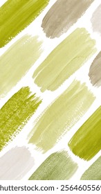 Green watercolor swatches, textured brush strokes, artistic background, nature-inspired design, versatile for branding.