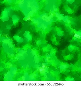 Green watercolor texture background. Bizarre abstract pattern, expressive messy vector illustration.