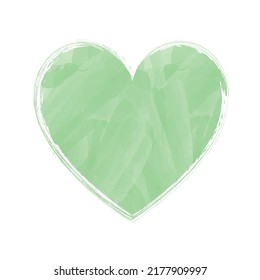 Green Watercolor Vector Heart Shape Brush Painted Ink Stamp Banner Frame