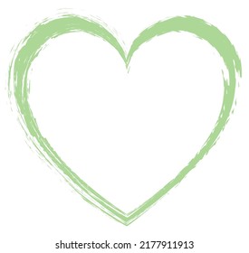 Green Watercolor Vector Heart Shape Brush Painted Ink Stamp Banner Frame