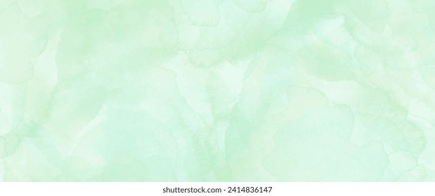 Green watercolor vector texture background for poster, cover, banner, flyer, cards. Hand drawn light green spring illustration for design. Summer minimalistic background. Paper texture.