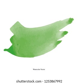 Green watercolour brush stroke vector, isolated watercolour splash