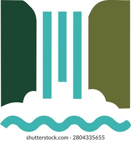 Green waterfall cascade stream abstract icon vector illustration
