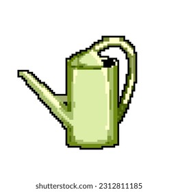 green watering can game pixel art retro vector. bit green watering can. old vintage illustration