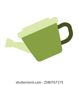 Green watering can icon vector, flat design illustration, clip art watering can, watering can clip art