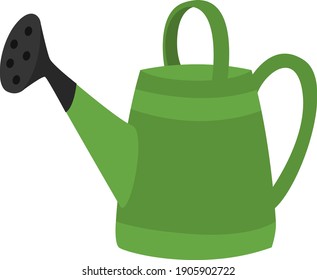 Green watering can, illustration, vector on a white background.