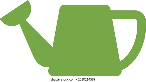Green watering can, illustration, vector on a white background.