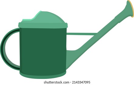 Green watering can, illustration, vector on a white background.