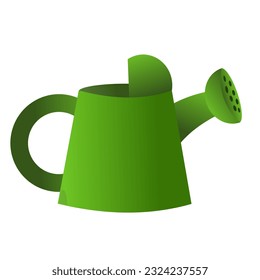 green watering can. It is isolated on a white background