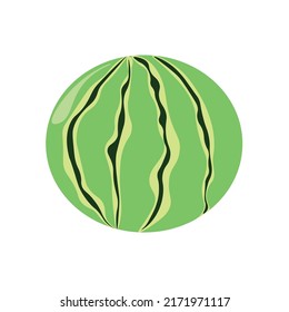 green watermelon illustration round ball with green color strip logo new