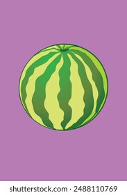 A green watermelon on a purple background