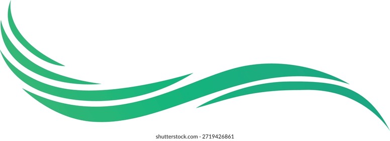 Green wave abstract background, curved lines, modern style, decorative usage