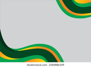 green wave abstract background with gold lines vector	
