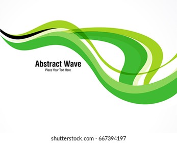 green wave abstract background vector illustration