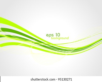 Green wave abstract background. Vector illustration.