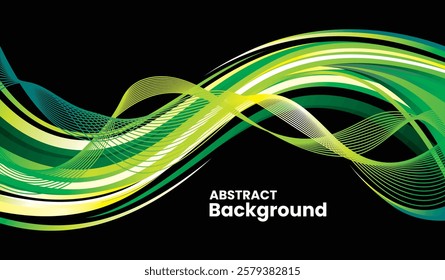 Green wave background design with gradien color vector isolated on black background