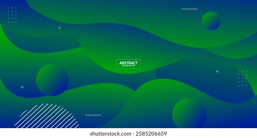 Green wave background with simple circle shapes and patterns. Simple green wave design. Modern geometric shape concept. Vector eps10