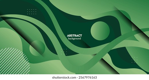 Green wave background with simple wave shapes and patterns. Simple green wave design. Modern geometric shape concept. Vector eps10