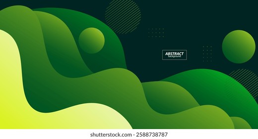 Green wave background with simple shapes. Simple green wave design. Modern geometric shape concept. Vector eps10