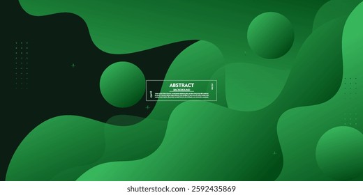 Green wave background with simple shapes and circle pattern. Simple green wave design. Modern geometric shape concept. Vector eps10