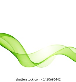 
Green wave background. Transparent stream of green vector wave.