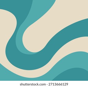 Ola verde con un fondo azul. Fondo abstracto de la onda