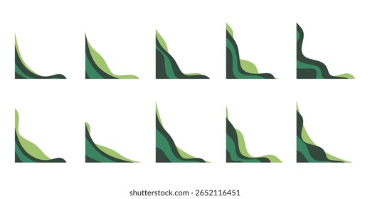 Green Wave Corner Set Illustration 