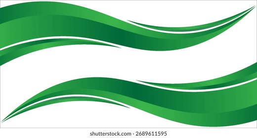 curva de onda verde, forma de canto de onda verde para elemento, faixa de opções gráfico verde, listrado verde. vetor