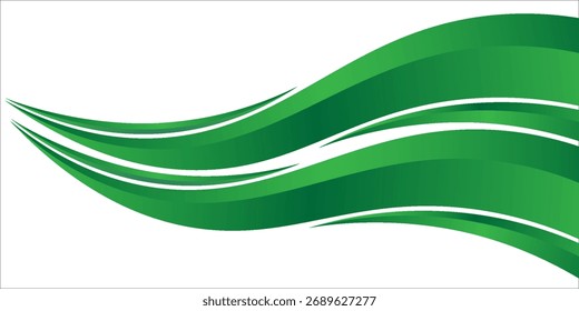 green wave curve, green wave corner shape for element, stripes ribbon green graphic, striped green. eps 10