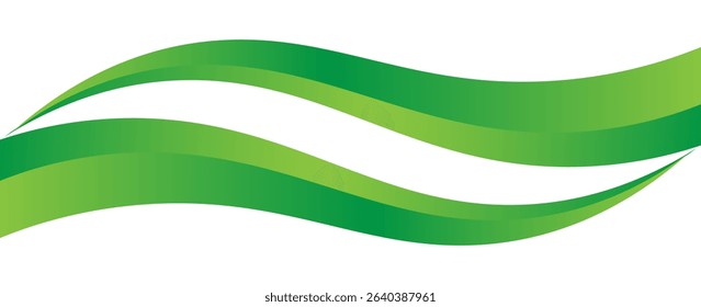 green wave curve, green waves corner shape for element, stripes ribbon green graphic, striped green. vectors