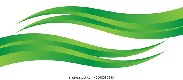 green wave curve, green waves corner shape for element, stripes ribbon green graphic, striped green. vectors eps 10