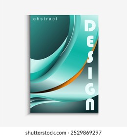 Linhas curvas de onda verde para apresentações, ilustrações de artigos e publicações sobre tendências e inovações tecnológicas, capas de revistas de tecnologia. Arco claro na cor azul.