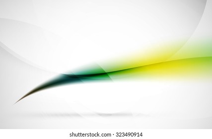 Green Wave Line In Light Space. Abstract Background For Your Message