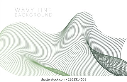 Fondo de las líneas de onda verde. Fondo abstracto, plantilla vectorial para sus ideas, textura de líneas, textura de líneas onduladas. Para recursos de diseño