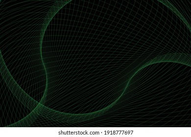 Green Wave Lines Pattern Abstract Background. Technology Banner Wallpaper. Vector